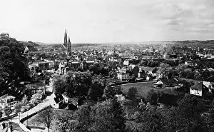Jesuit: City view of Landshut, around 1930