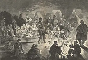 Sentries: US Civil War. BIVOUAC FIRE ON THE POTOMAC
