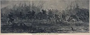 Waud: The Civil War. Dragging artillery through ?