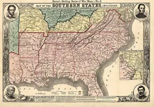 Blockading: Civil War era map of the seceding Confederate
