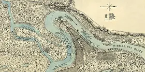 Vicksburg: Civil War map and plan of the canal, fortifications