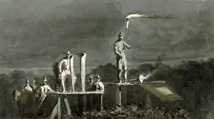 Waud: The Civil War. Night signalling by torches ?