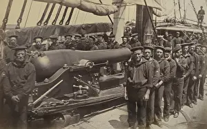 Lcgr1810: US Civil War. Pivot gun and crew, of the USS