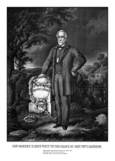 Stonewall: Civil War print of General Lee visiting the
