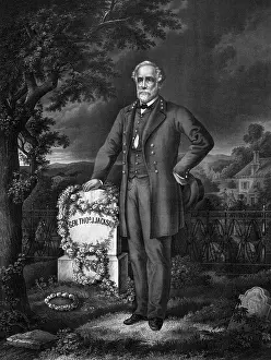 Stonewall: Civil War print of General Lee visiting the
