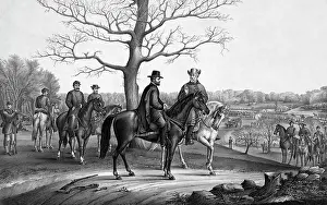Confederate: Civil War print showing Generals Robert E