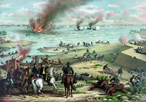 Hampton: Civil War print showing the Naval Battle of
