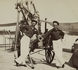 Mirroring: US Civil War. Two sailors on deck of Union