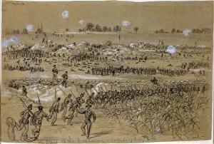 Waud: The Civil War, scene of the explosion of ?