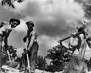 Pickax: Civilian Conservation Corps boys at work, ?