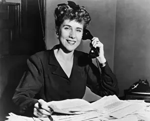 Re Election: Clare Booth Luce at desk, ca. 1947. She did not
