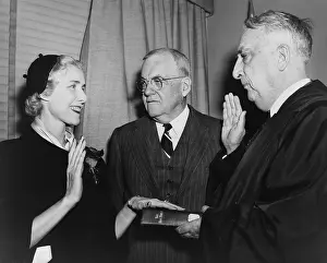 Boothe: Clare Boothe Luce (1903-1987) being sworn ?