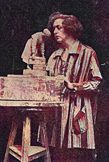 Commemorated: Clare Sheridan with one of her models of women war workers