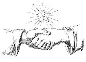 Handshake: Clasped hands