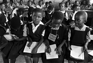 Schoolwork: Class in Cornfields, Kwazulu/Natal. 1994 @ Cedric Nunn
