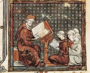Scholastic: Class of Philosophy in Paris. Illustration of