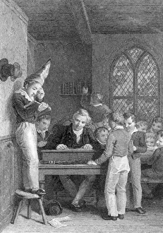 Idiot: Classroom dunce made to stand on a stool