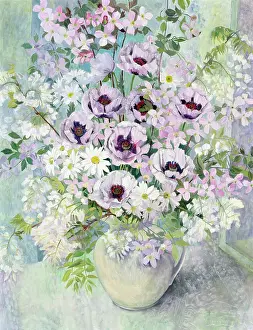 Clematis: Clematis, Daisies and Poppies in a Jug