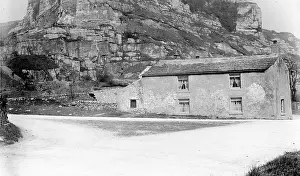 Dovedale: Cliff face and building in Dovedale