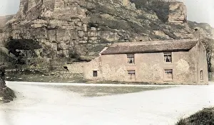 Dovedale: Cliff face and building in Dovedale