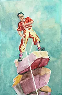 Climbers: Climber with Rope on Rocks