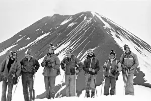 Skis: Climbers on summit of Uglovaya hill