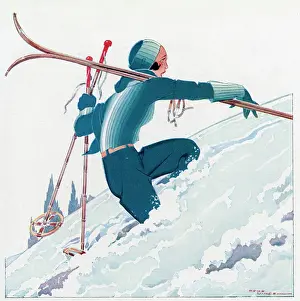 Trudging: Climbing the ski slopes 1931