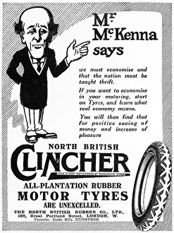 Thrift: Clincher tyres advertisement, WW1 - Reginald McKenna