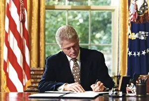 The Everett Collection: Bill Clinton signing a bill which included a line-item