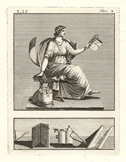 Ercolano: Clio, Roman muse of history, reading a scroll