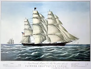 Clipper: Clipper Ship Flying Cloud''. Lithograph by Currier