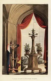 Top Hat: Cloak stand and flower stand in the Gothic style