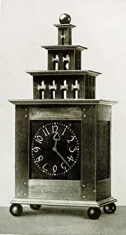 Clocks: Clock case in ebony inlaid with ivory