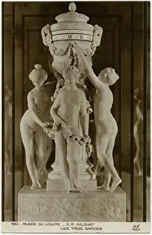 Timepiece: Clock - Three Graces by E M Flaconet - Marble and Bronze