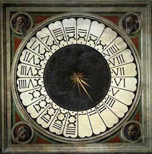 Numerals: Clock, Haloed Men, by Uccello