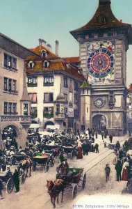 Berne: Clock striking midday, Berne, Switzerland