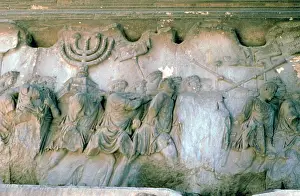 Shortly: Close up of relief showing spoils from the Siege