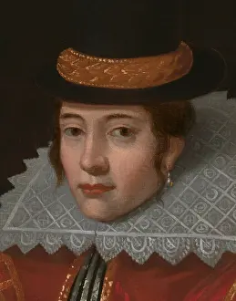 Pocahontas: Close-up detail of a portrait of Pocahontas