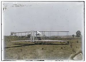 Mary Evans Library Of Congress (l&l): Close-up view of machine on launching track at Huffman Prair