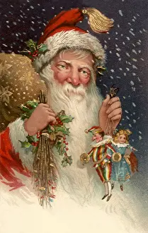 Dangling: Closeup Santa with Dolls