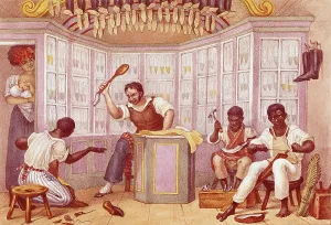 Blackwoman: Cloth commerce. Engraving