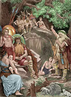 Speak: Clovis I (466-511). Engraving. Colored