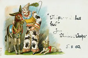 Handprints: Clown with a donkey and a dog