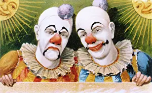 Pompom: Two clowns, happy and sad