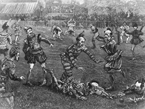Frolicking: Clowns playing Cricket at Alexandra Palace