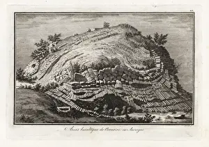 Magma: Cluster of basalt prisms near St Sanduox, 18th century