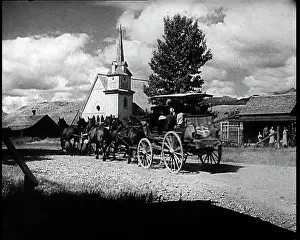Prairie: Coach and Horses Picking Up Passengers Arriving