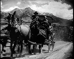 Prairie: Coach and Horses Picking Up Passengers Arriving