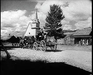 Prairie: Coach and Horses Picking Up Passengers Arriving