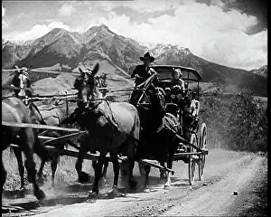 Prairie: Coach and Horses Picking Up Passengers Arriving
